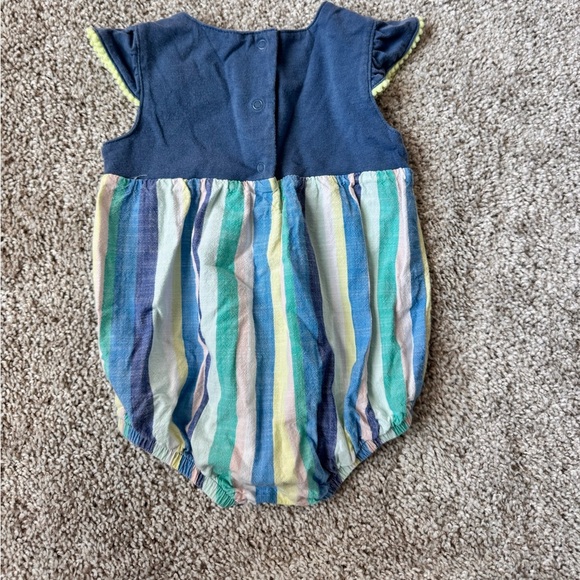 Cat & Jack Baby Girl Striped Flutter Sleeve Romper Lace crochet- Size 6-9 Months - Picture 3 of 7